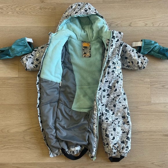 18 Months Boys Patterned One Piece Snowsuit - Black and White - Picture 2 of 4